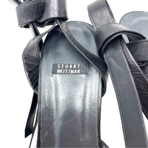 STUART WETIZMAN leather peep toe, ankle wrap heels, size 7.5, made in Spain - Picture 5 of 10